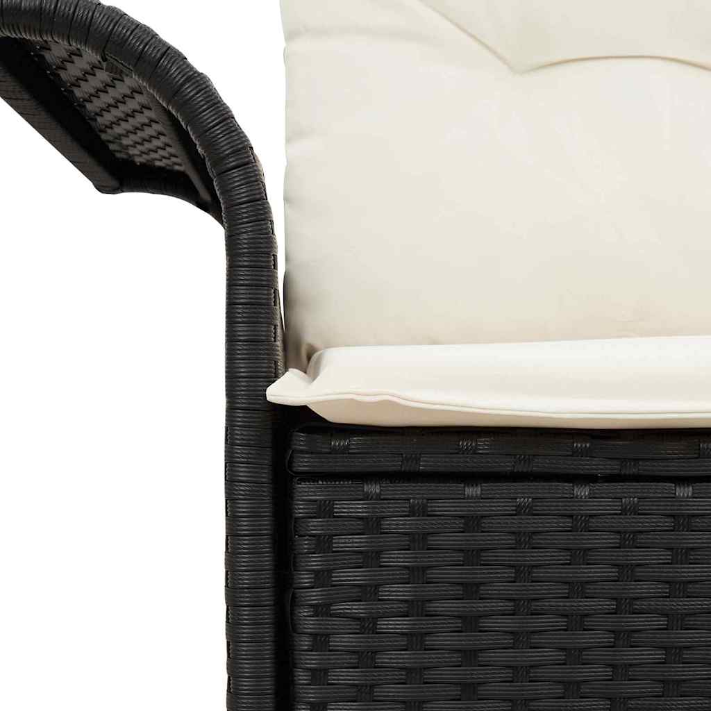 Gartensofa mit Kissen Schwarz 141 x 62 x 69cm Poly-Rattan
